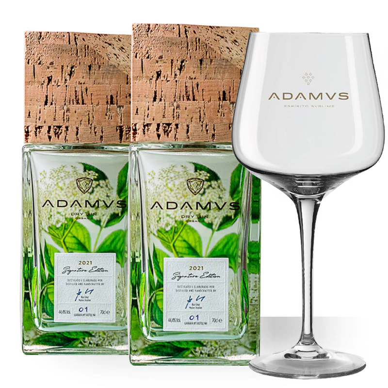 Pacchetto di Bicchieri Adamus - 2 Adamus Organic Dry Gin Signature Edition 2021 + 1 1 Bicchiere Gratuito